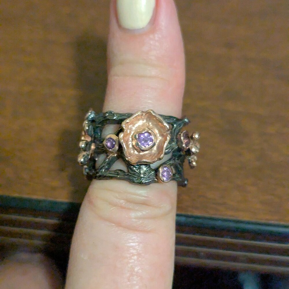 Ring Amethyst Vine Flowers Size 7.75
